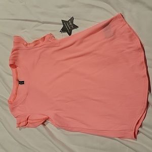 New girls size 8 ribbed pink ruffle sleeve tank